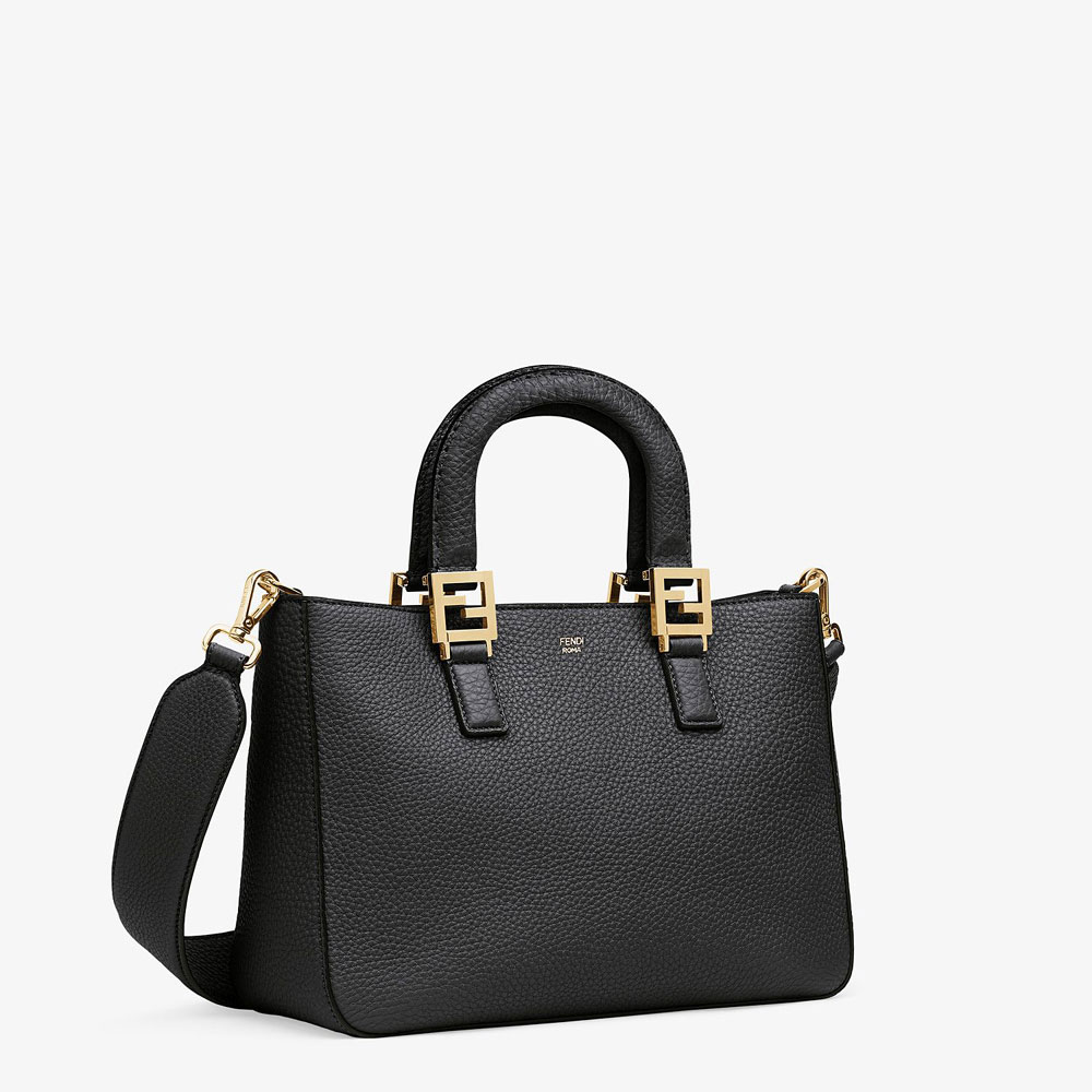 Fendi FF Tote Small Black Leather Bag 8BH367 SFR F0KUR: Image 2