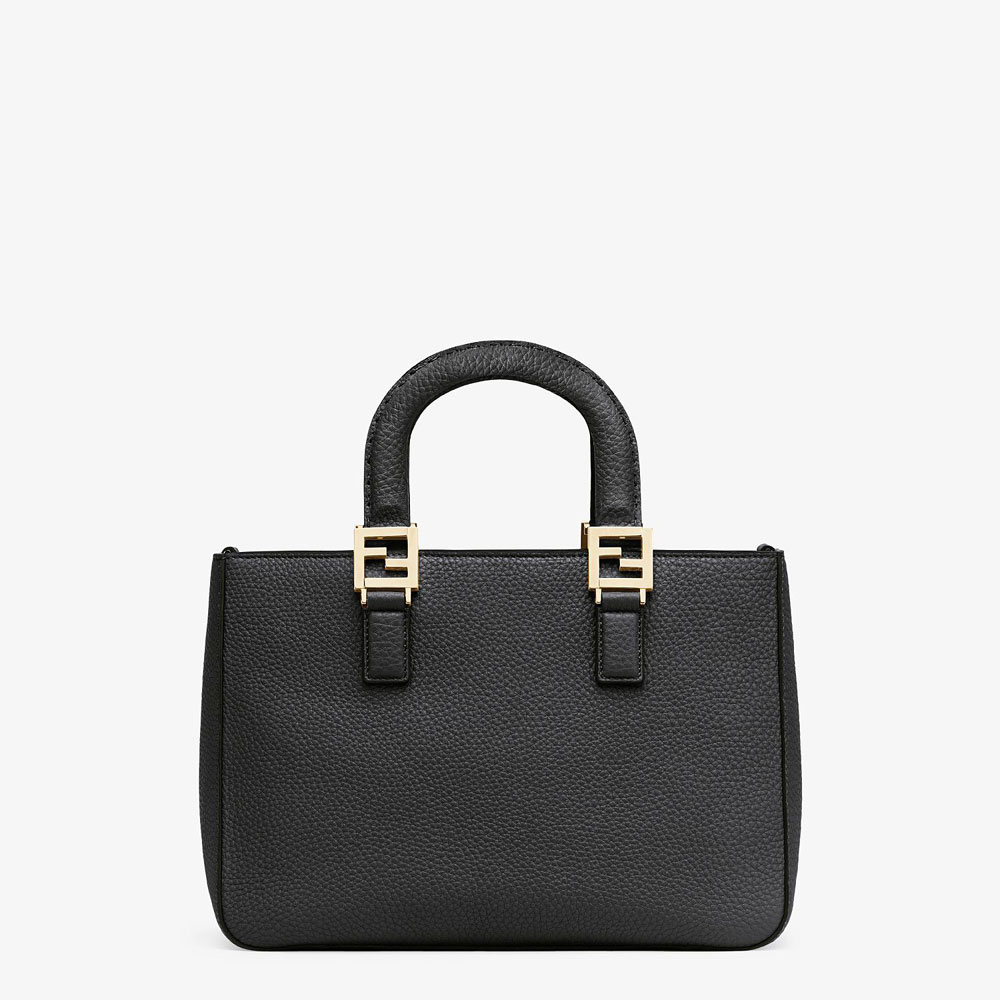 Fendi FF Tote Small Black Leather Bag 8BH367 SFR F0KUR: Image 3