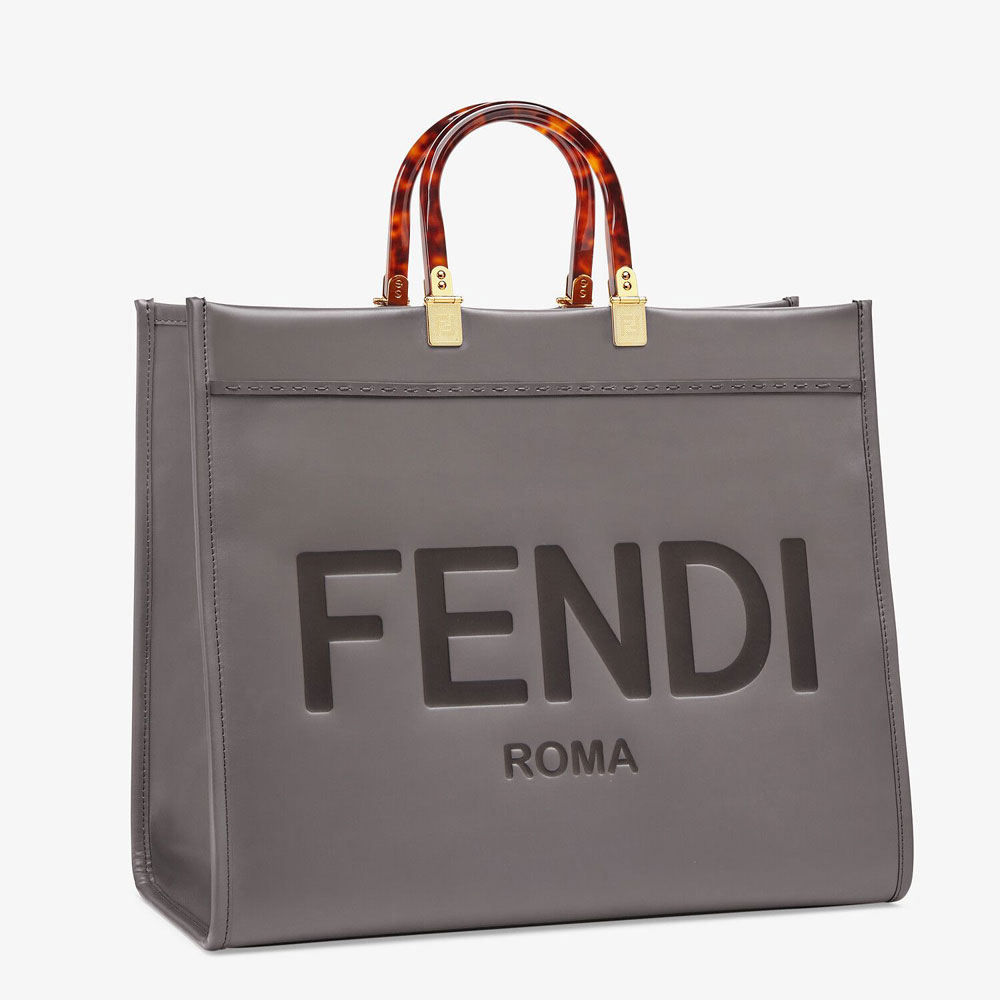 Fendi Sunshine Large Grey Leather Shopper 8BH372 ABVL F1BZC: Image 2