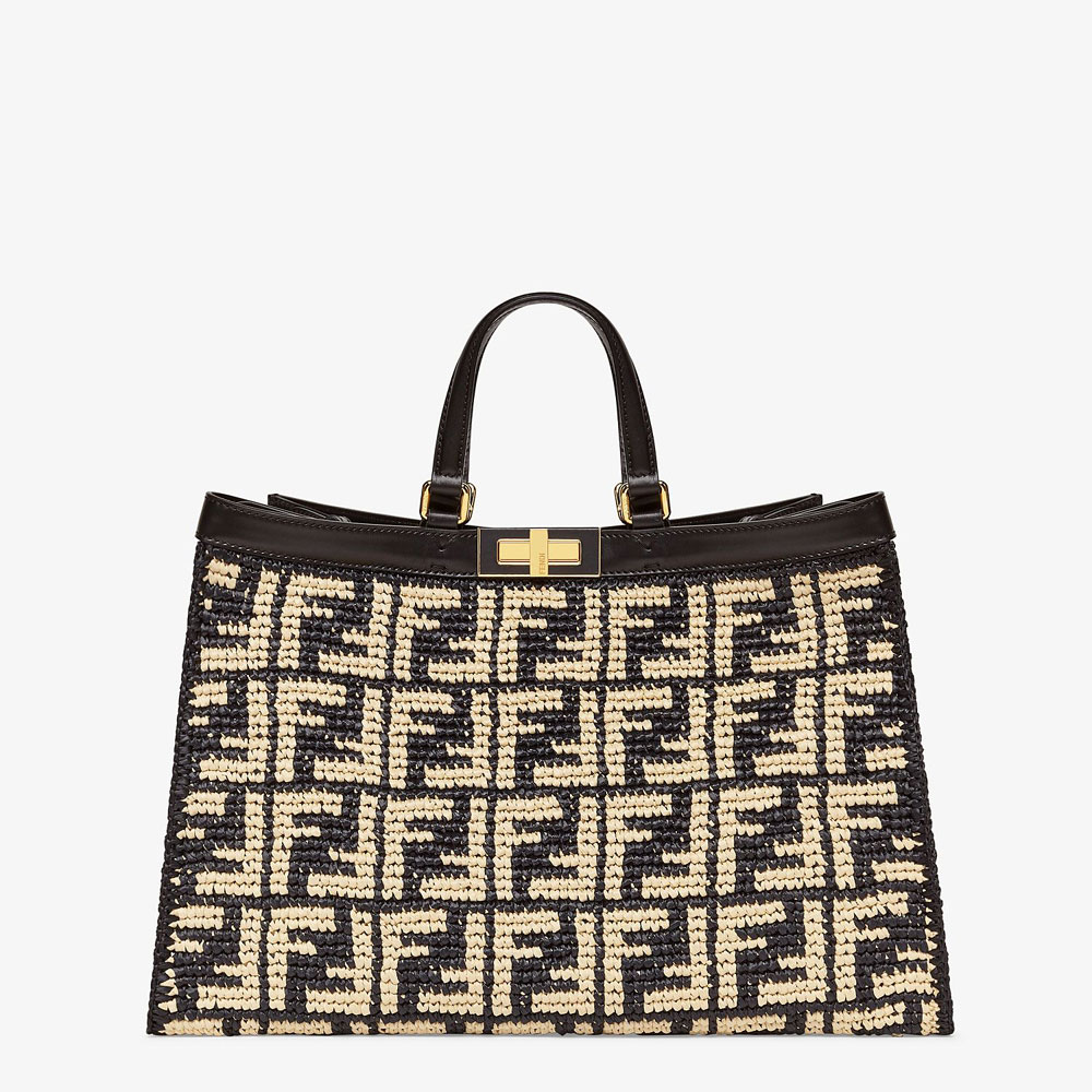 Fendi Peekaboo X-Tote Black FF Raffia Bag 8BH374 ACOF F0VQJ: Image 1