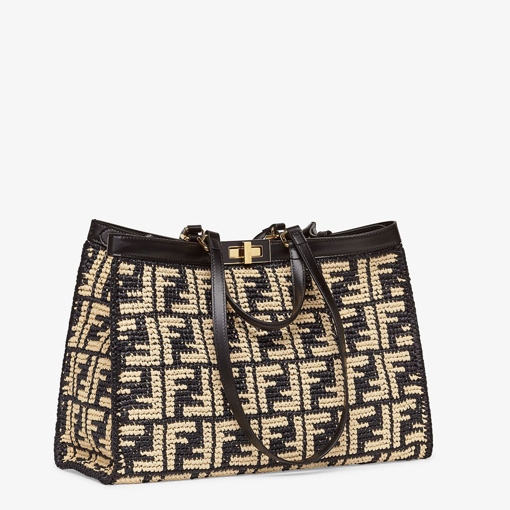 Fendi Peekaboo X-Tote Black FF Raffia Bag 8BH374 ACOF F0VQJ: Image 3