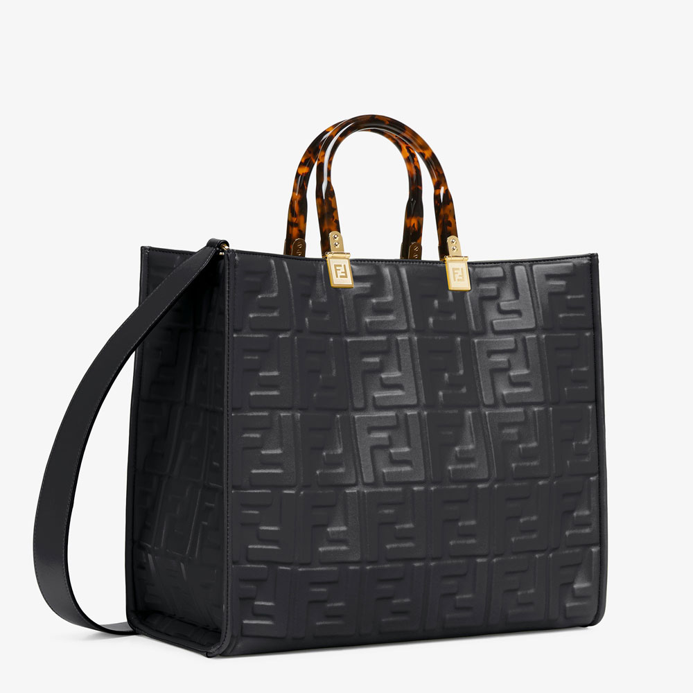 Fendi Sunshine Medium Black leather shopper 8BH386AMCVF0KUR: Image 2