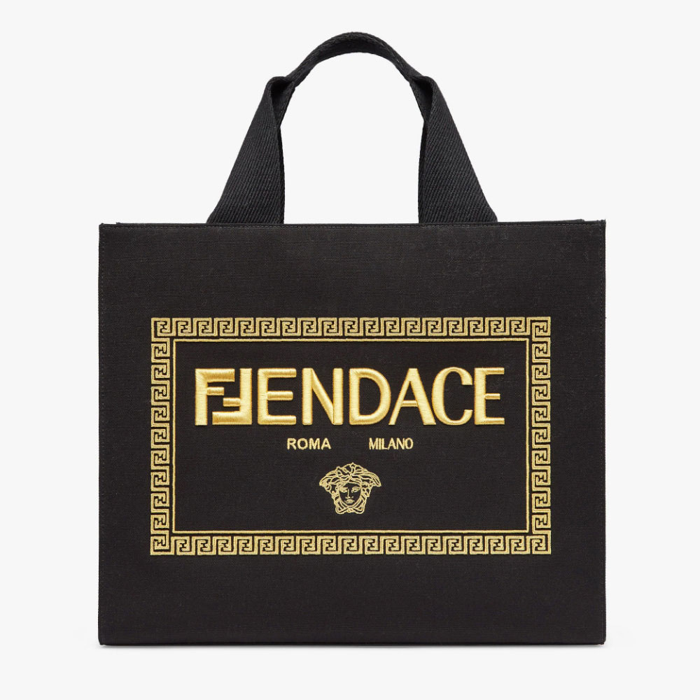 Fendi Small Shopping Bag Fendace Embroidered black 8BH395AJIAF0FQV: Image 1