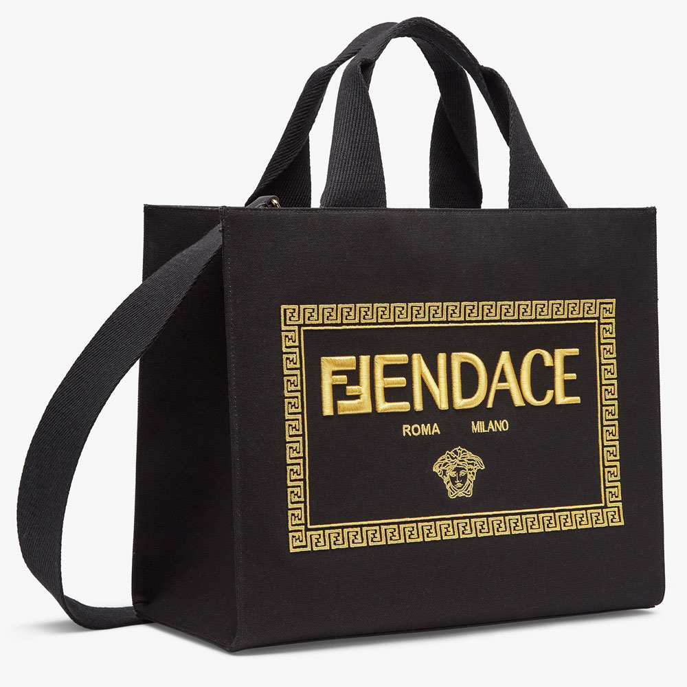 Fendi Small Shopping Bag Fendace Embroidered black 8BH395AJIAF0FQV: Image 2