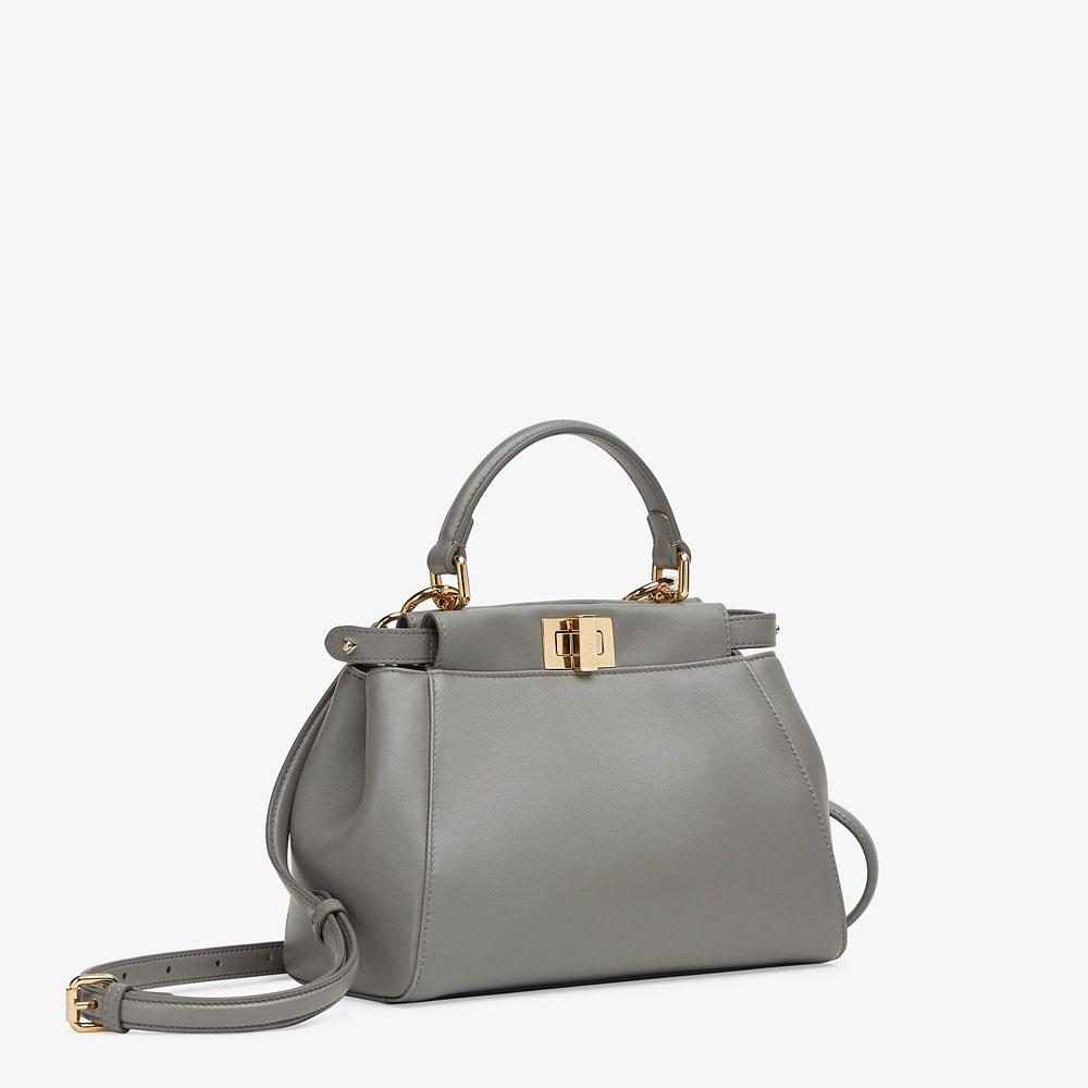 Fendi Peekaboo Iconic Mini Grey Nappa Leather Bag 8BN244 AD6G F1BZC: Image 3