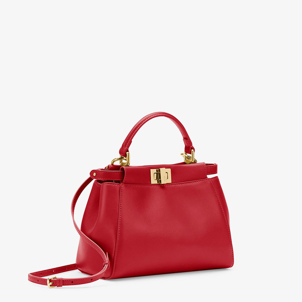 Fendi Peekaboo Mini Red Leather Bag 8BN244 K4P F0MVV: Image 2