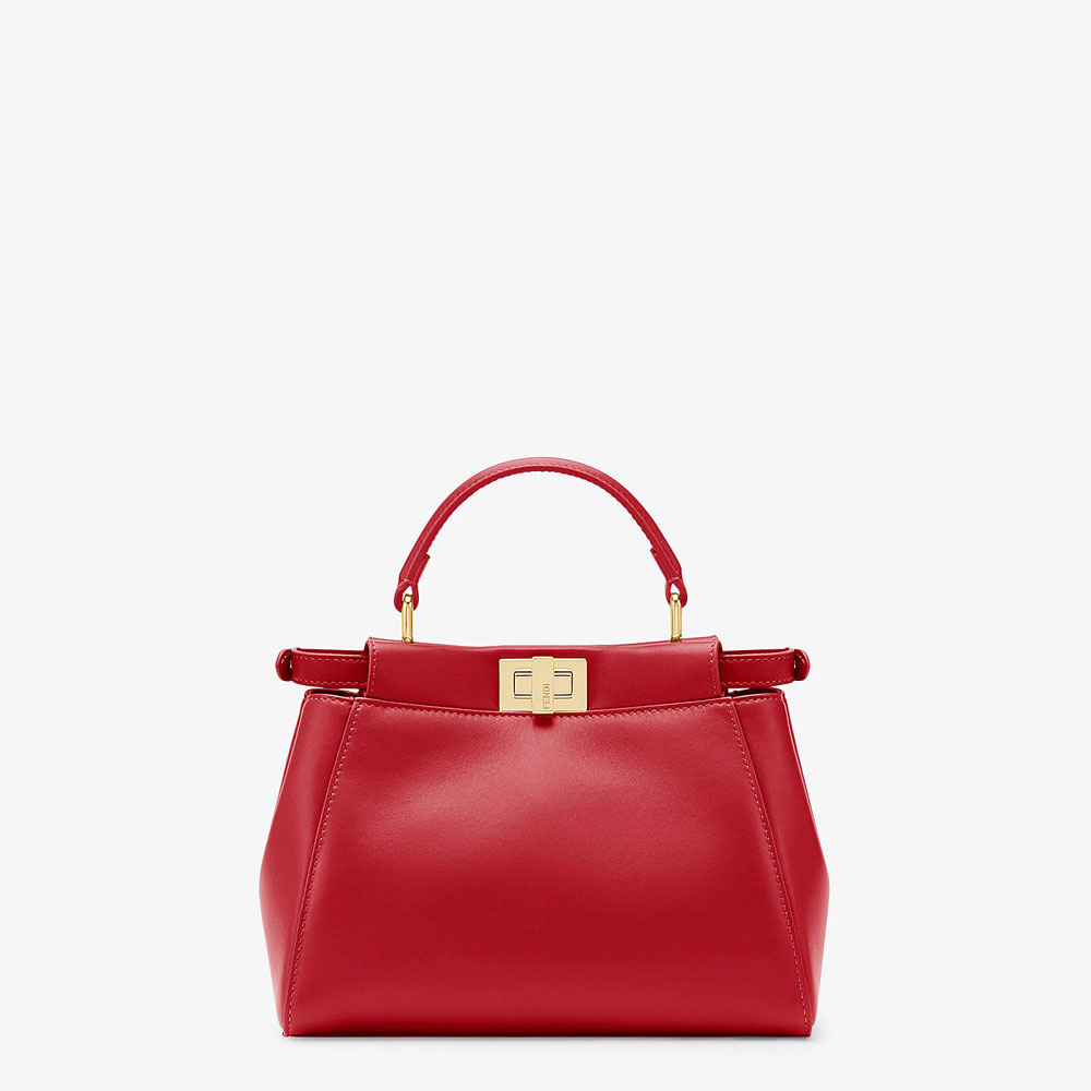 Fendi Peekaboo Mini Red Leather Bag 8BN244 K4P F0MVV: Image 3