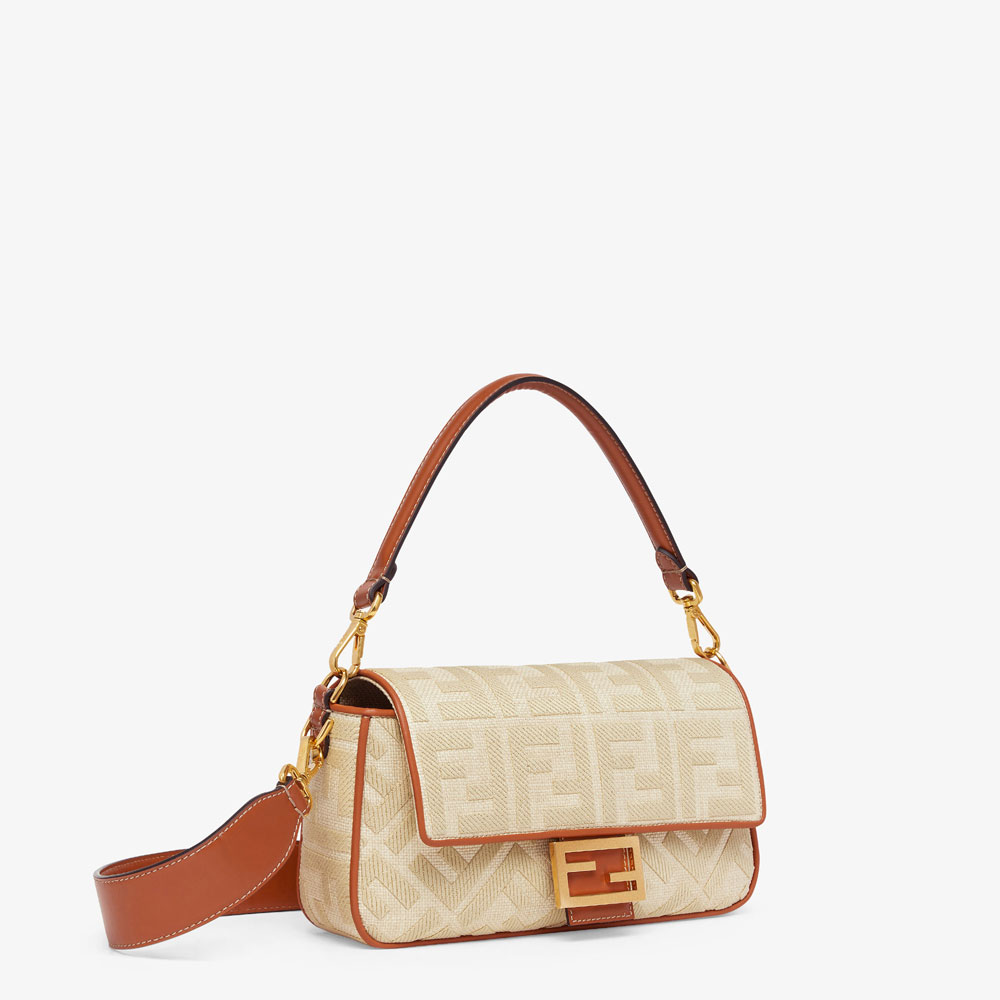 Fendi Baguette Natural straw bag with FF embroidery 8BR600AP4MF1LMP: Image 2