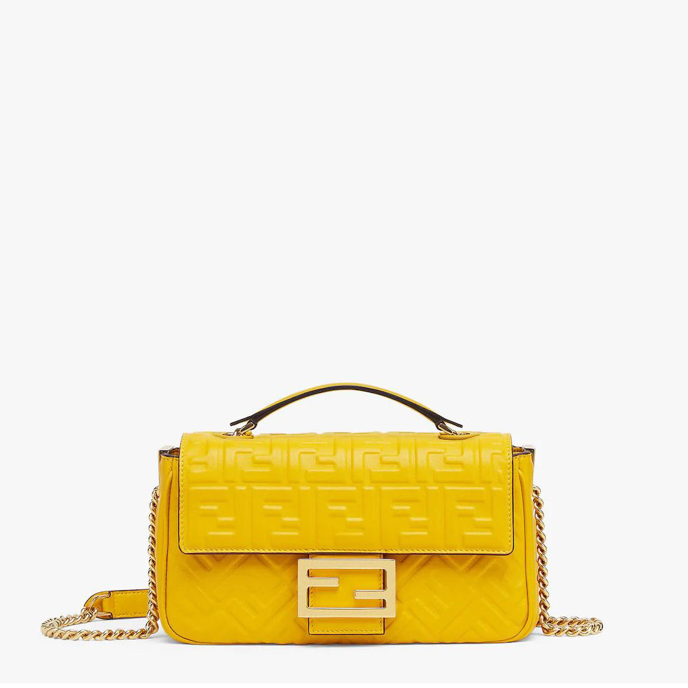 Fendi Baguette Chain Midi Yellow nappa leather bag 8BR793AH9CF1E8V: Image 1