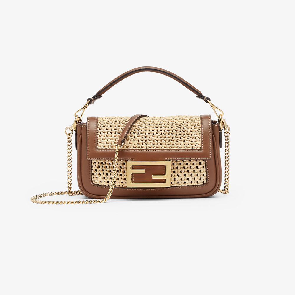 Fendi Baguette Mini Brown leather macrame bag 8BS017 AOVO F1PII: Image 1