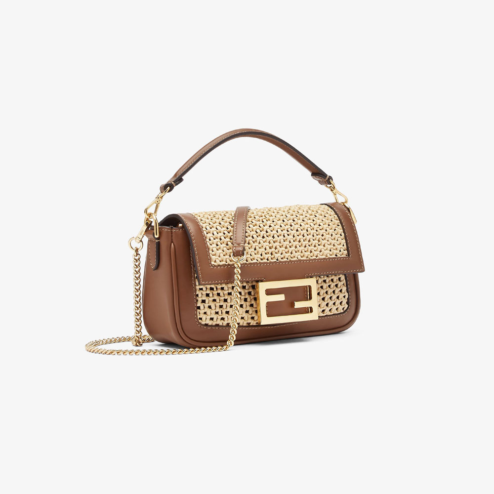 Fendi Baguette Mini Brown leather macrame bag 8BS017 AOVO F1PII: Image 3