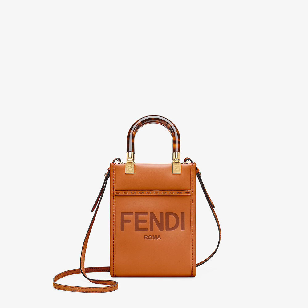 Fendi Mini Sunshine Shopper Dark Brown Mini Bag 8BS051 ABVL F0PWZ: Image 1