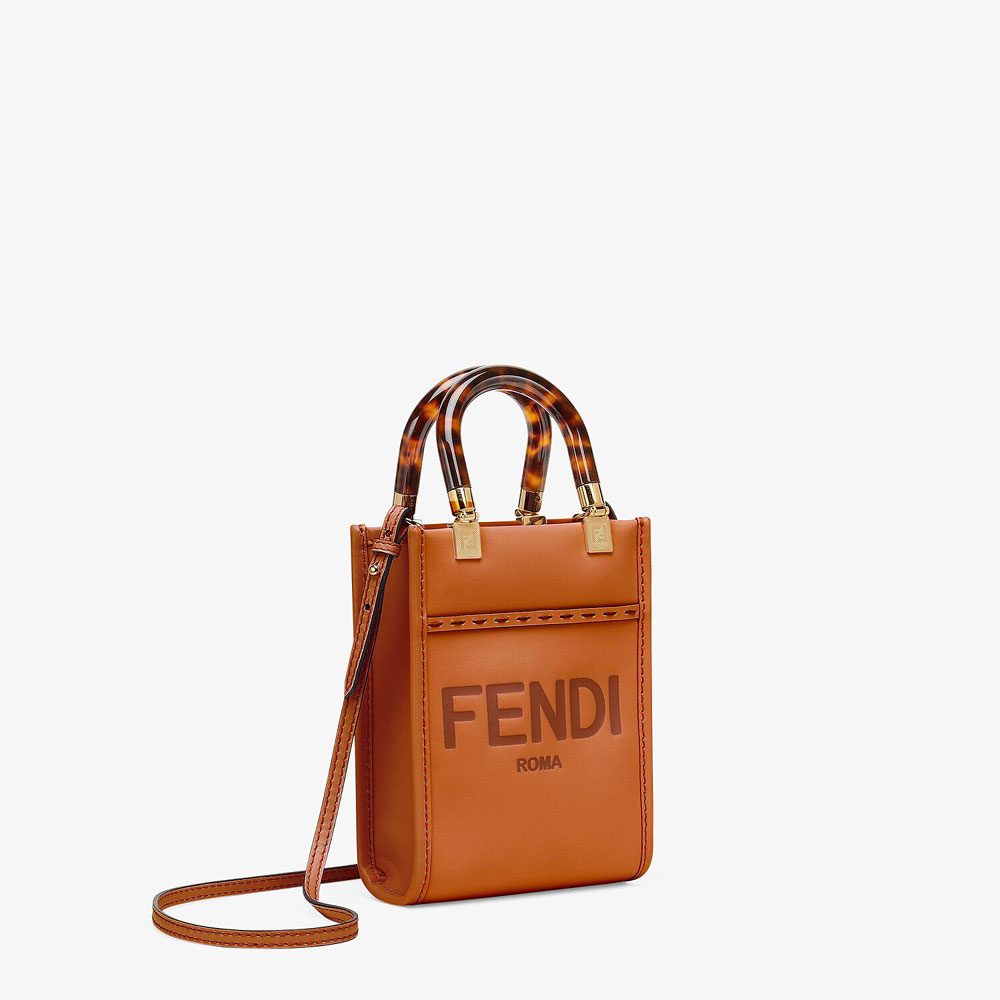 Fendi Mini Sunshine Shopper Dark Brown Mini Bag 8BS051 ABVL F0PWZ: Image 3