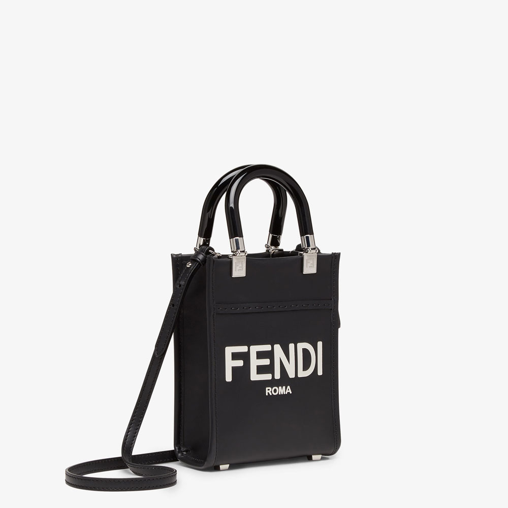 Fendi Mini Sunshine Shopper Leather Black 8BS051ABVLF1L2Z: Image 2