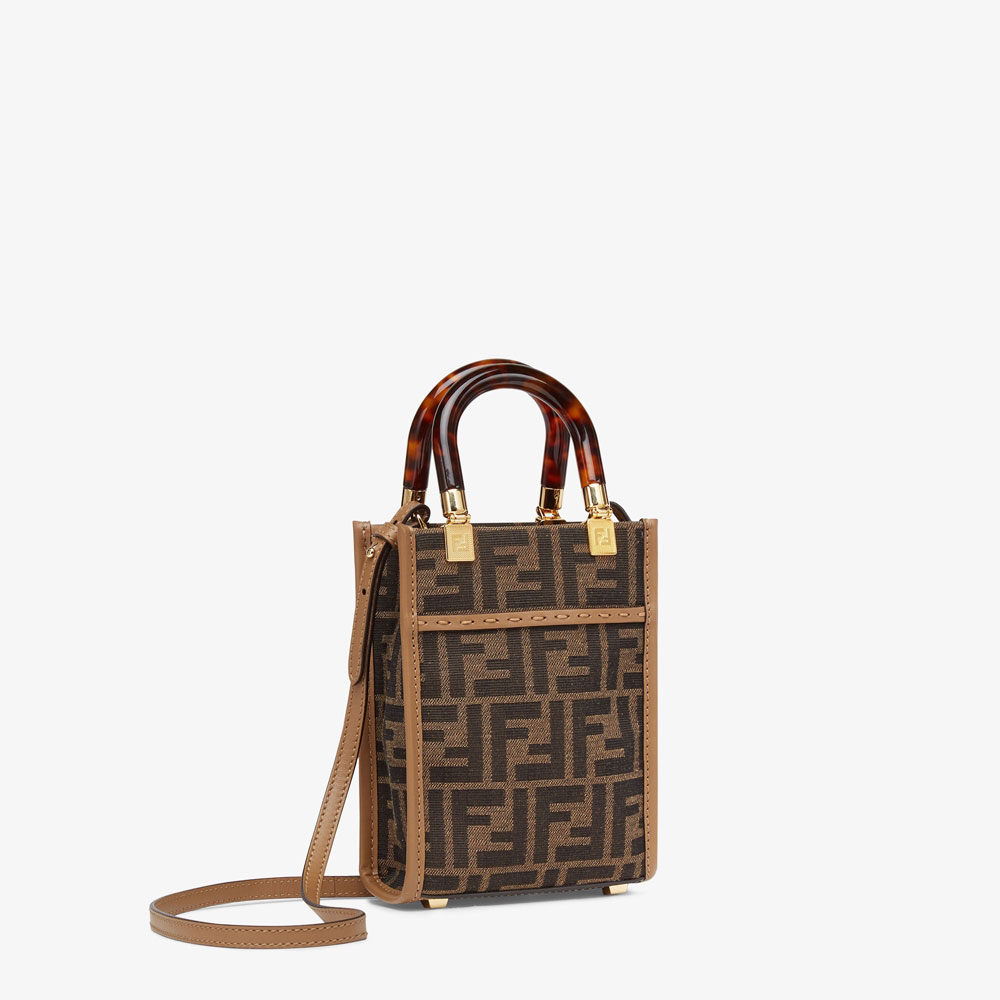 Fendi Mini Sunshine Shopper Brown FF fabric bag 8BS051ALVXF1GE3: Image 2