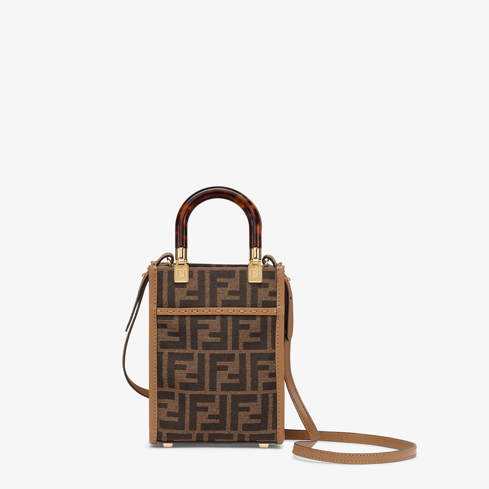 Fendi Mini Sunshine Shopper Brown FF fabric bag 8BS051ALVXF1GE3: Image 3