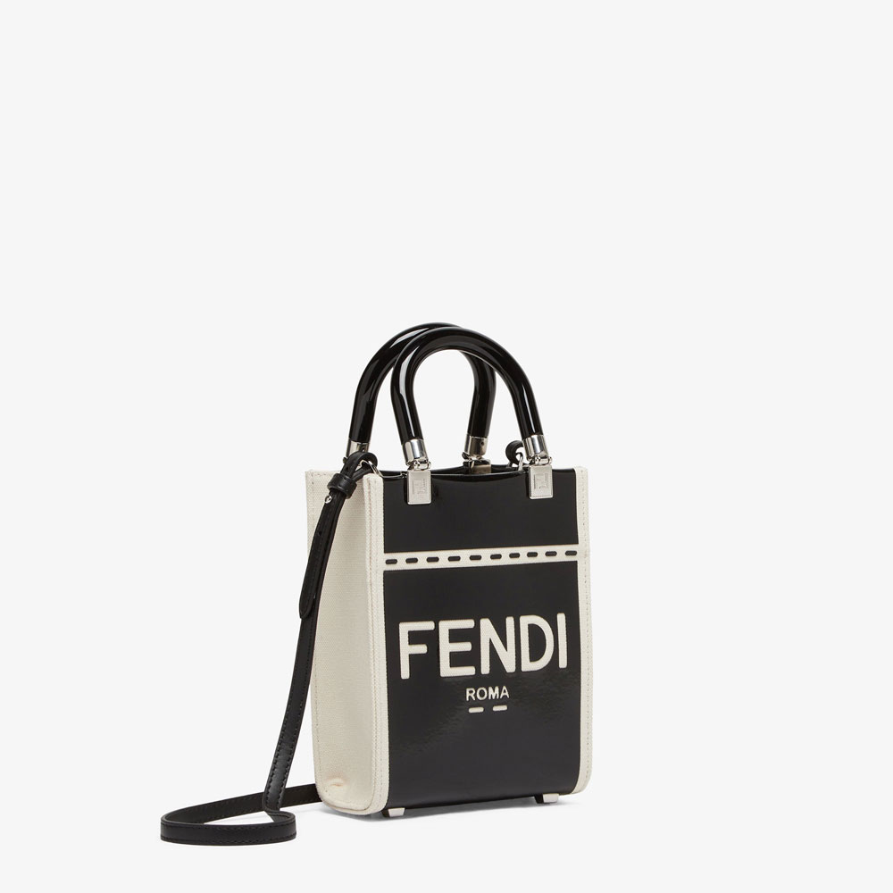 Fendi Mini Sunshine Shopper Black patent canvas 8BS051ANT7F0H9H: Image 2