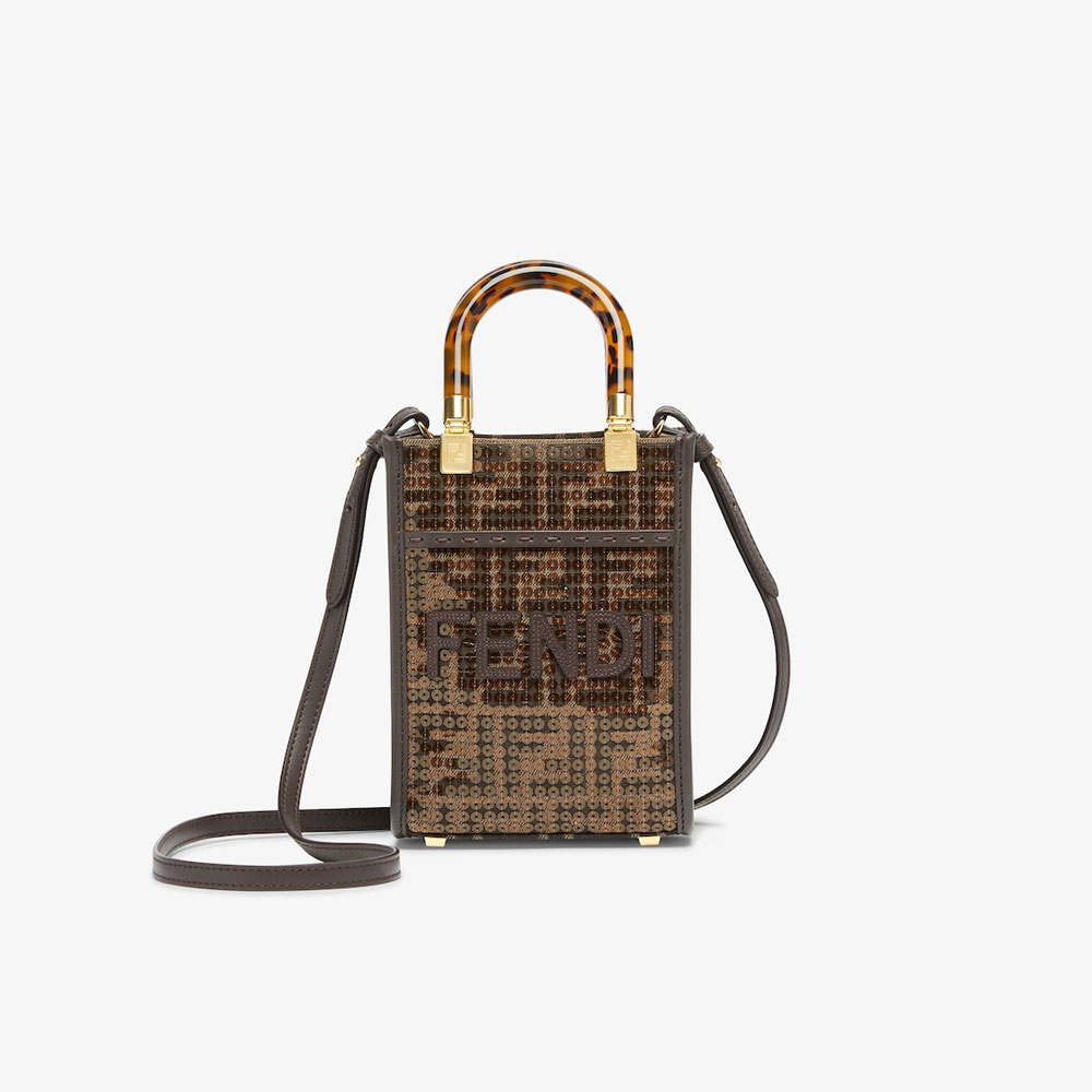 Fendi Mini Sunshine Shopper Fabric Brown 8BS051AQ0UF1GL7: Image 1