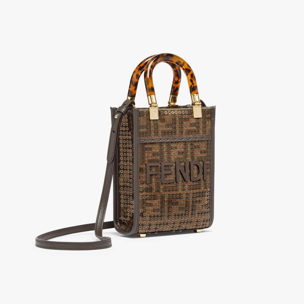 Fendi Mini Sunshine Shopper Fabric Brown 8BS051AQ0UF1GL7: Image 2