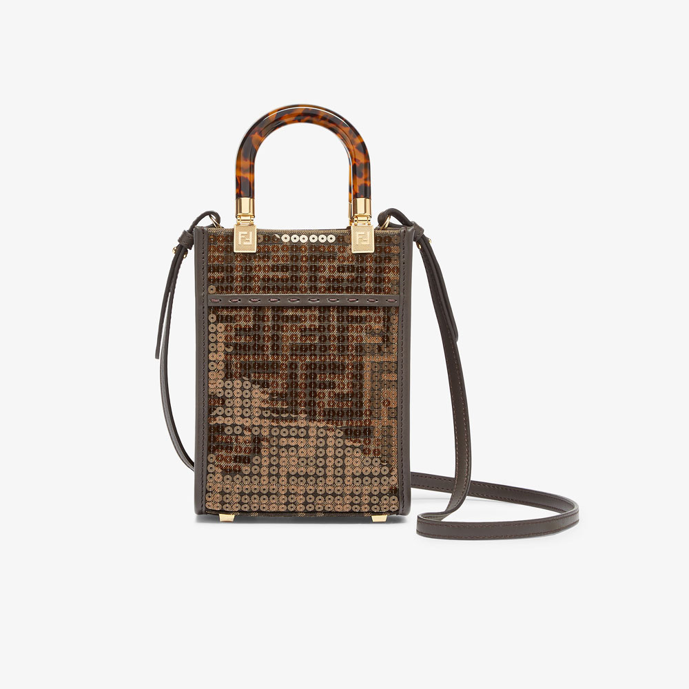 Fendi Mini Sunshine Shopper Fabric Brown 8BS051AQ0UF1GL7: Image 3