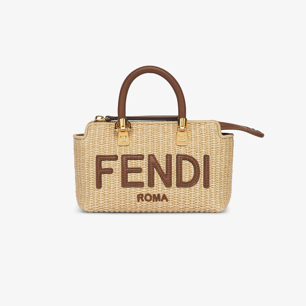 Fendi By The Way Mini Beige cotton fiber bag 8BS067 ANWB F1PLF: Image 1