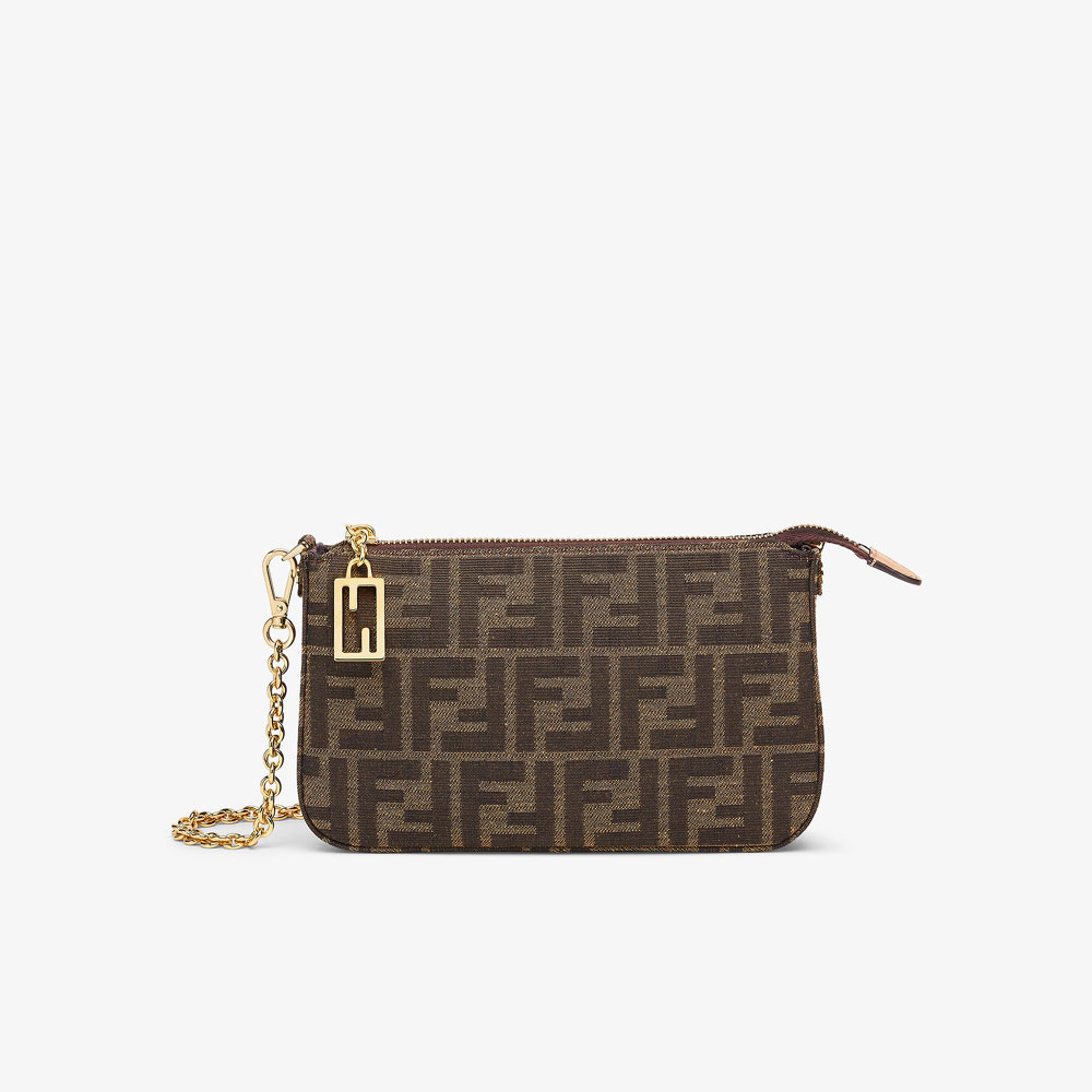 Fendi Baguette Pouch Brown jacquard FF fabric clutch 8BS073AD23F1GE3: Image 1