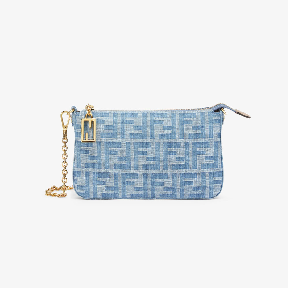 Fendi Baguette Pouch FF denim fabric pouch 8BS073 AS3F F1PLM: Image 1