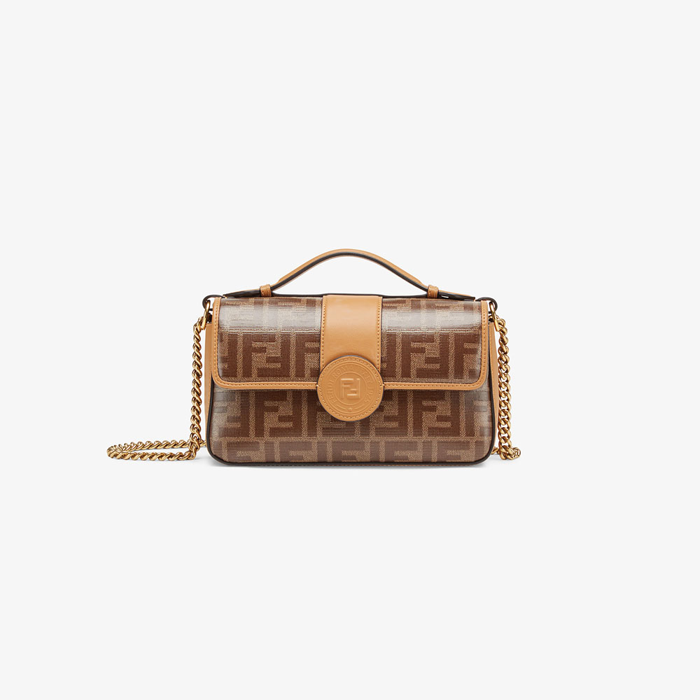 Fendi Double F Small Brown leather and fabric bag 8BT308 A5MP F15Z2: Image 1