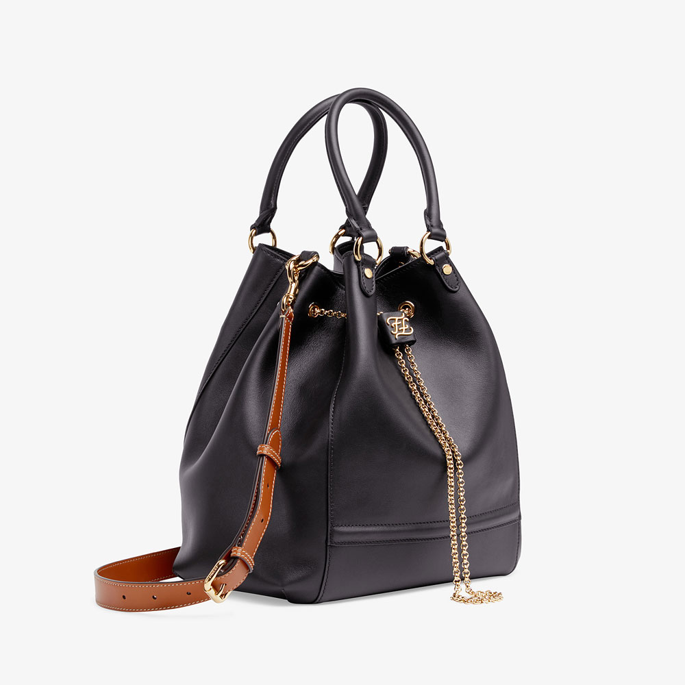 Fendi Chain Bucket Bag Black leather bucket bag 8BT322 AAJ1 F1A3D: Image 2