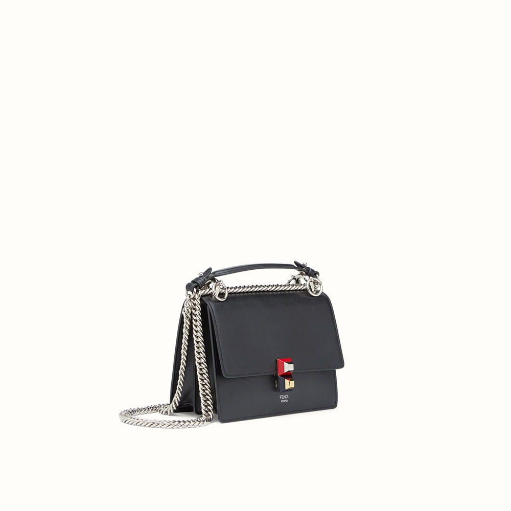 Fendi kan i small mini-bag in black leather 8M0381SR0F0JBX: Image 2