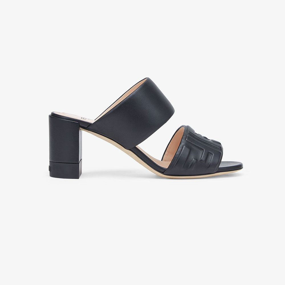 Fendi Signature Black Leather Slides 8R7092 ABOH F0ABB: Image 1