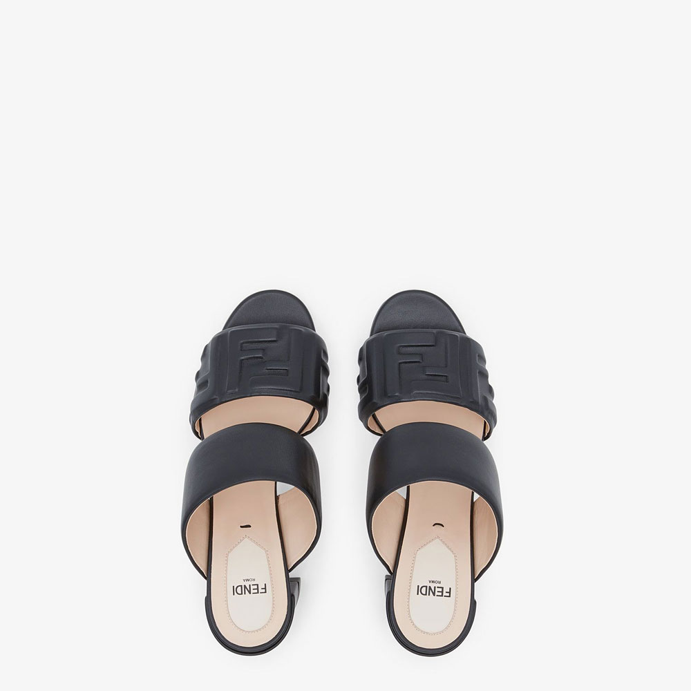 Fendi Signature Black Leather Slides 8R7092 ABOH F0ABB: Image 2