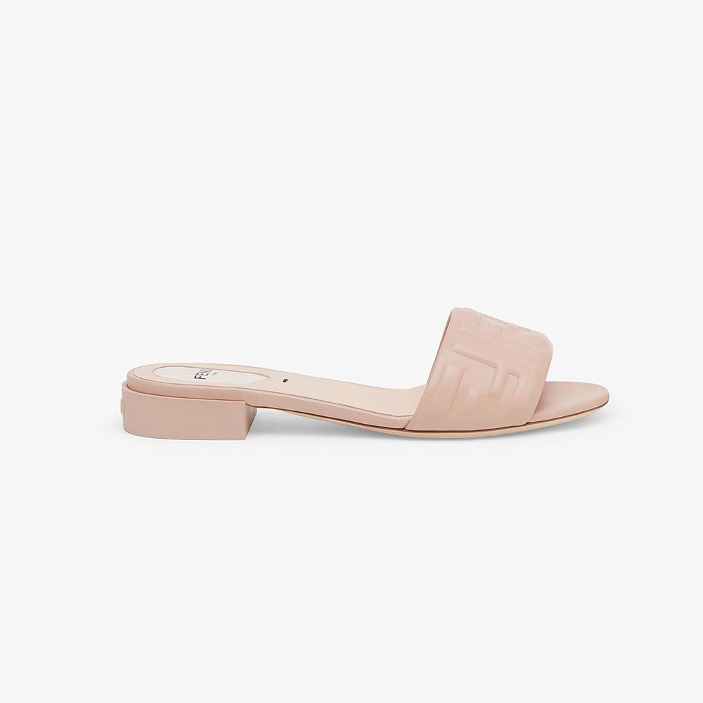 Fendi Signature Pink Leather Slides 8R7093 AADS F1B3E: Image 1