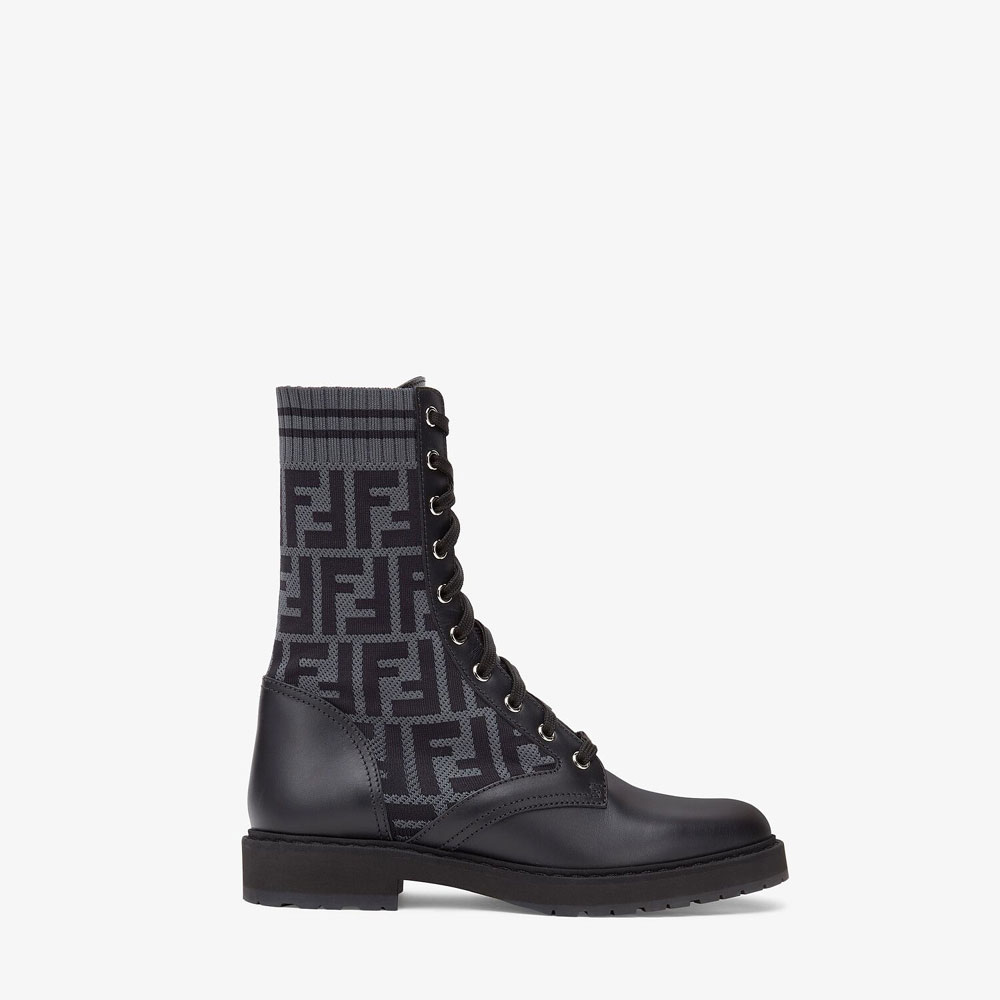 Fendi Rockoko Biker Boots Stretch Fabric 8T6780 A8C7 F1D0I: Image 1