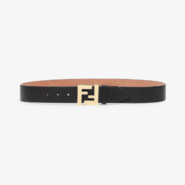 Fendi Black Cuoio Romano Leather Belt 7C0403 SFR F0KUR