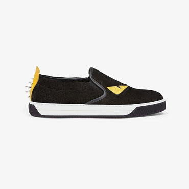 Fendi Sneaker Black Leather Slip On 7E0904 2VB F0Y2V