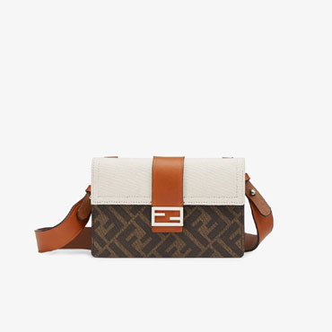 Fendi Baguette Pouch Brown Fabric Bag 7M0295 AFSC F1EG7