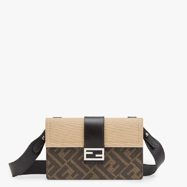 Fendi Baguette Pouch Brown fabric bag 7M0295AFSCF1EGA