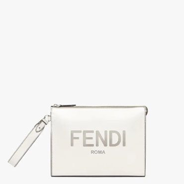 Fendi Flat Pouch Light grey leather pouch 7VA491AC9LF1H33