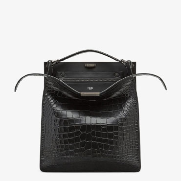 Fendi Peekaboo Iseeu Tote Black Alligator Bag 7VA528 AFBN F1DYM