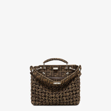 Fendi Peekaboo Iseeu Mini Brown Fabric Bag 7VA530 ABMS F0TPN