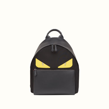 Fendi Backpack in nylon black leather with inserts 7VZ012O7EF0R2A