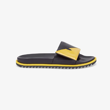 Fendi Slides Black Leather Fussbett 7X1293 TVT F036B