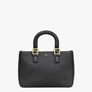 Fendi FF Tote Small Black Leather Bag 8BH367 SFR F0KUR