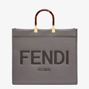 Fendi Sunshine Large Grey Leather Shopper 8BH372 ABVL F1BZC