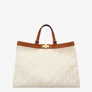 Fendi Peekaboo X-Tote White Canvas Bag 8BH374 A9P6 F189S