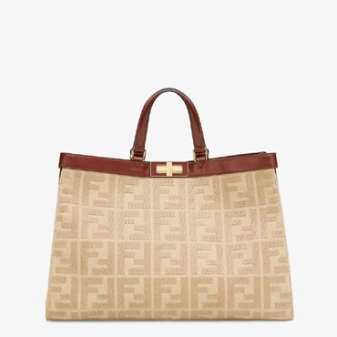 Fendi Peekaboo X-Tote Beige Canvas Bag 8BH374 A9P6 F1E1A