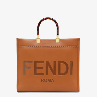 Fendi Sunshine Medium Brown Leather Shopper 8BH386 ABVL F0PWZ