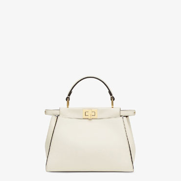 Fendi Peekaboo Mini White Leather Bag 8BN244 AF2W F1DUE