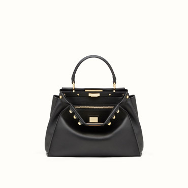 Fendi peekaboo regular gold edition black leather handbag 8BN290SR5F0KUR